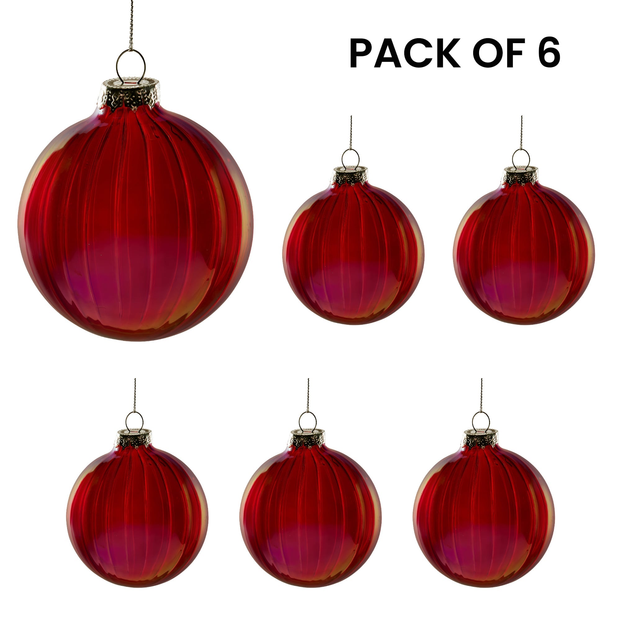 Red Glass Baubles Textured Finish