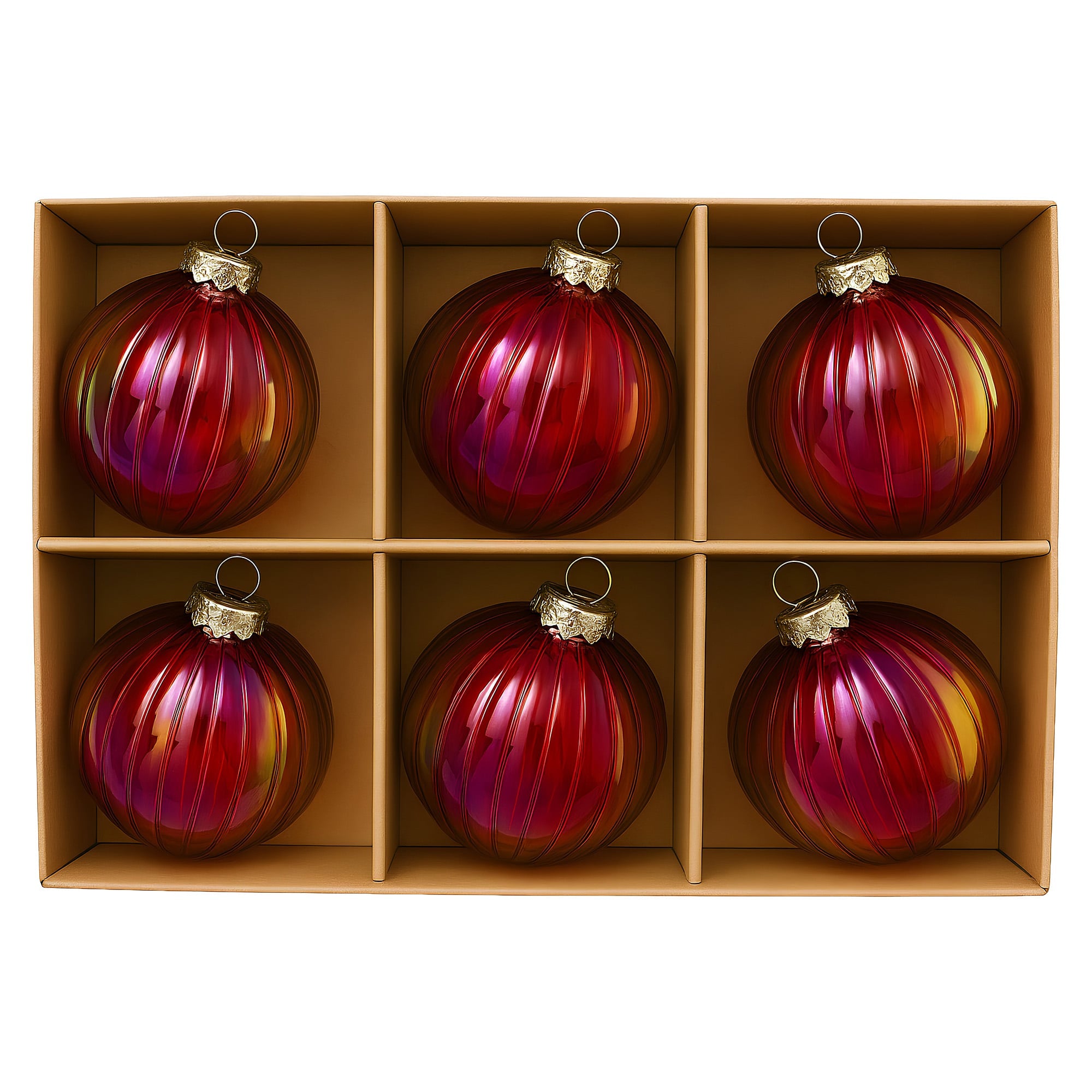 Red Glass Baubles Textured Finish