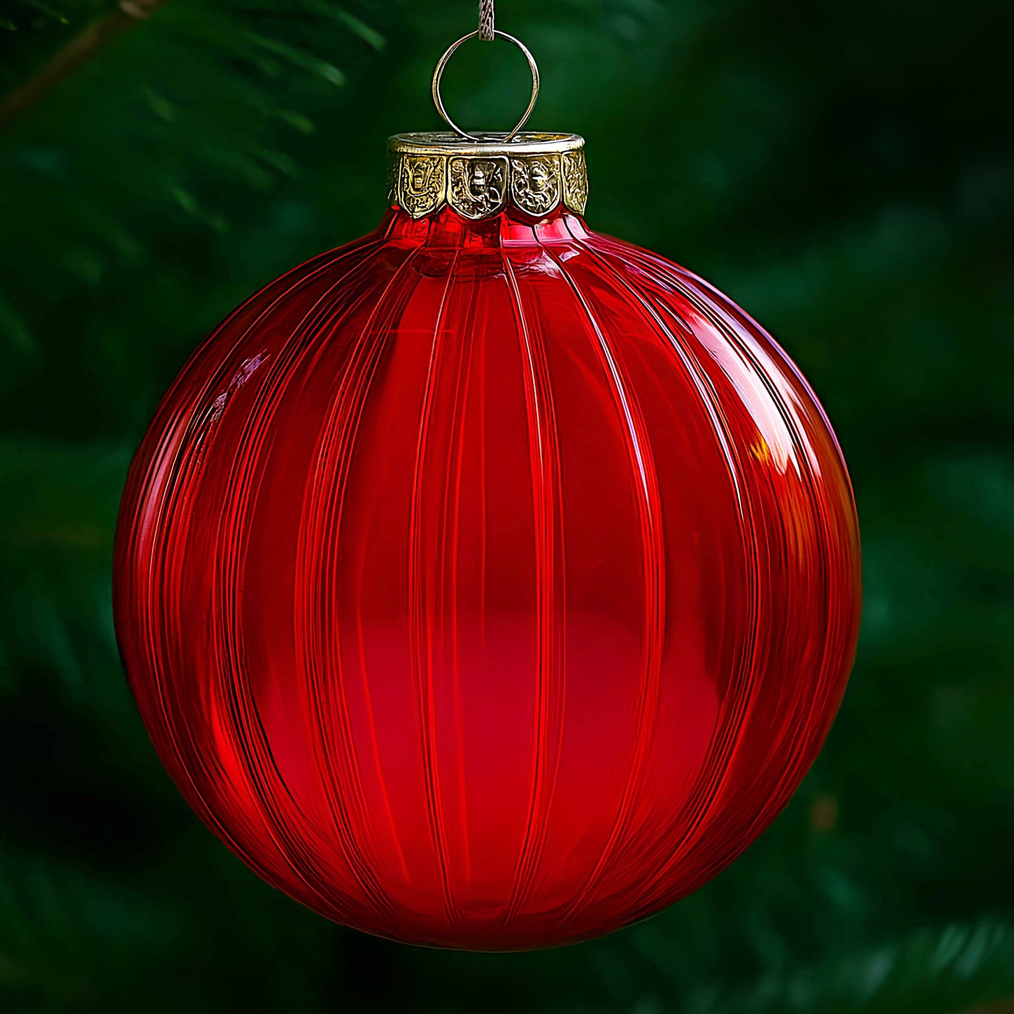 Red Glass Baubles Textured Finish