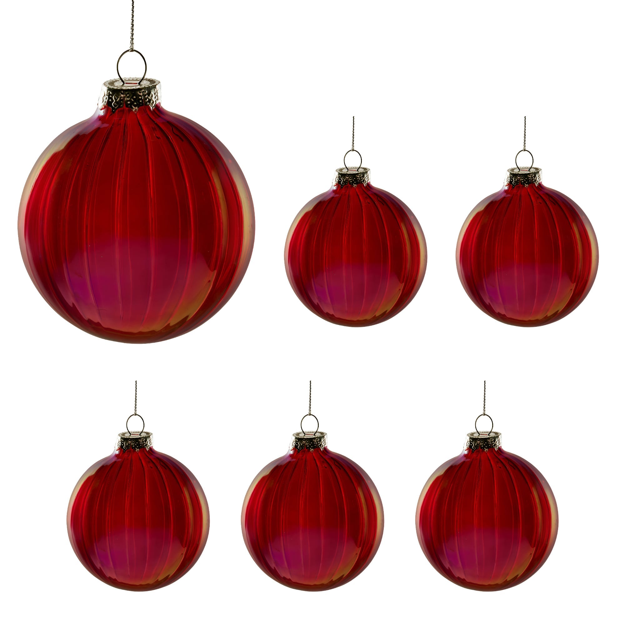 Red Glass Baubles Textured Finish
