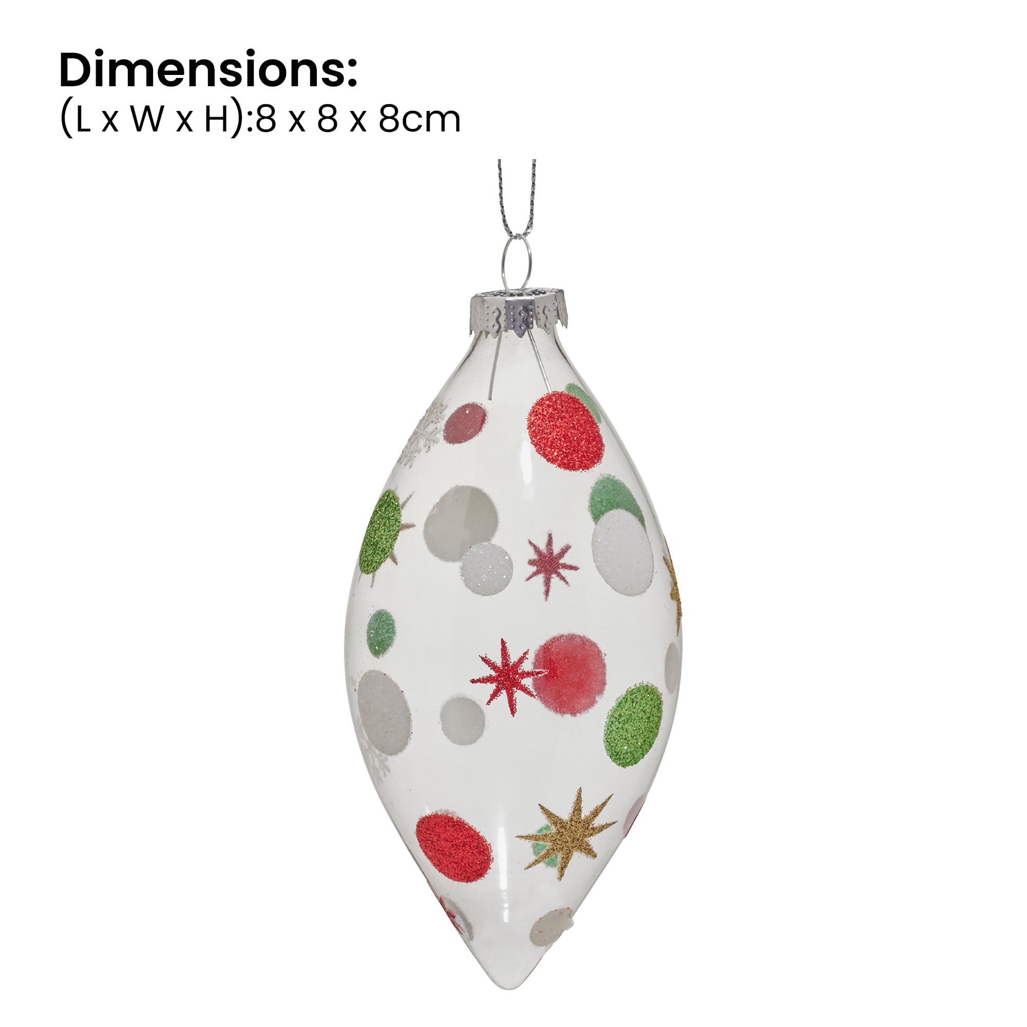 Glass Ornament - Christabelle Clear Glass Teardrop Baubles 6Pcs Balls Christmas Tree Decoration