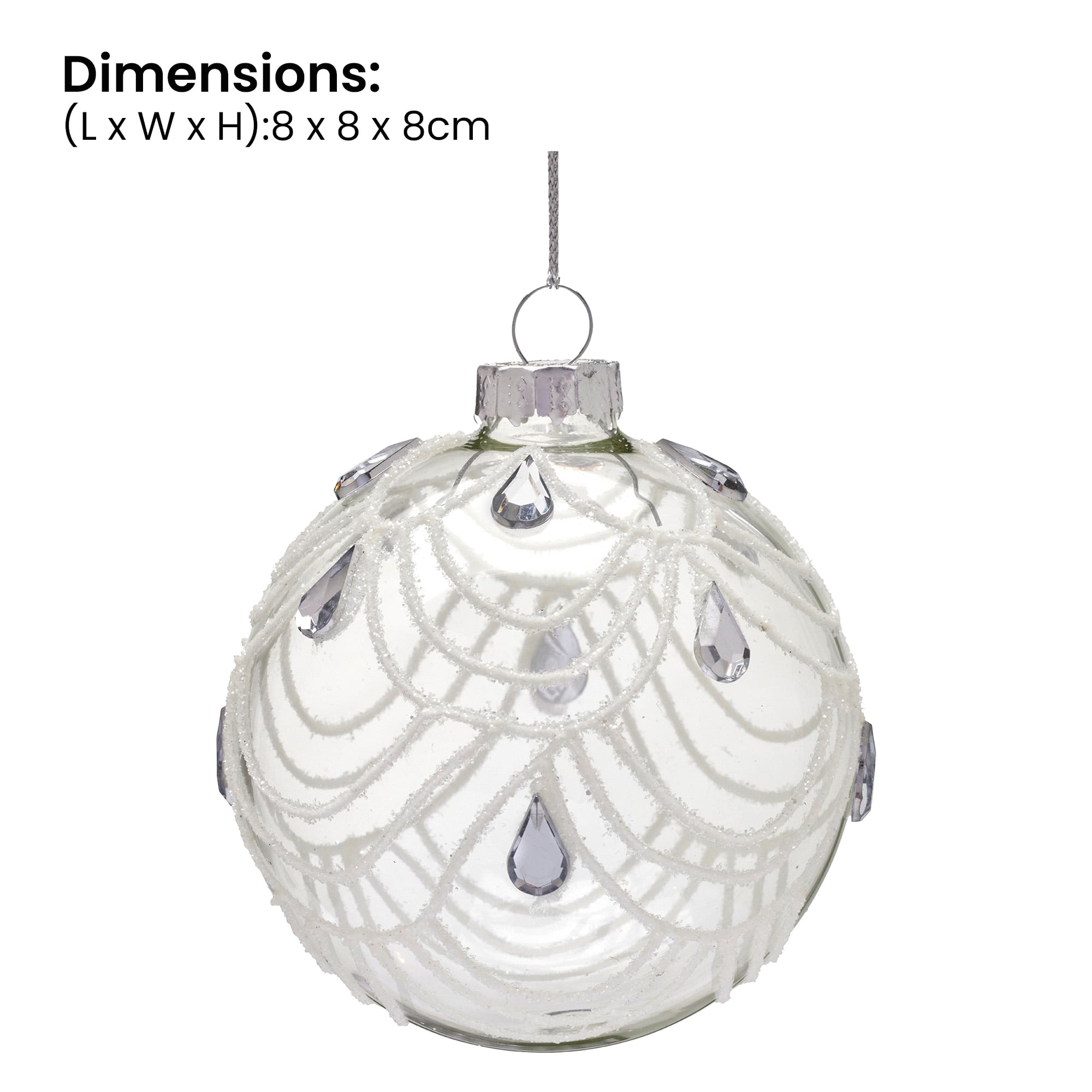 Glass Baubles White Swirls