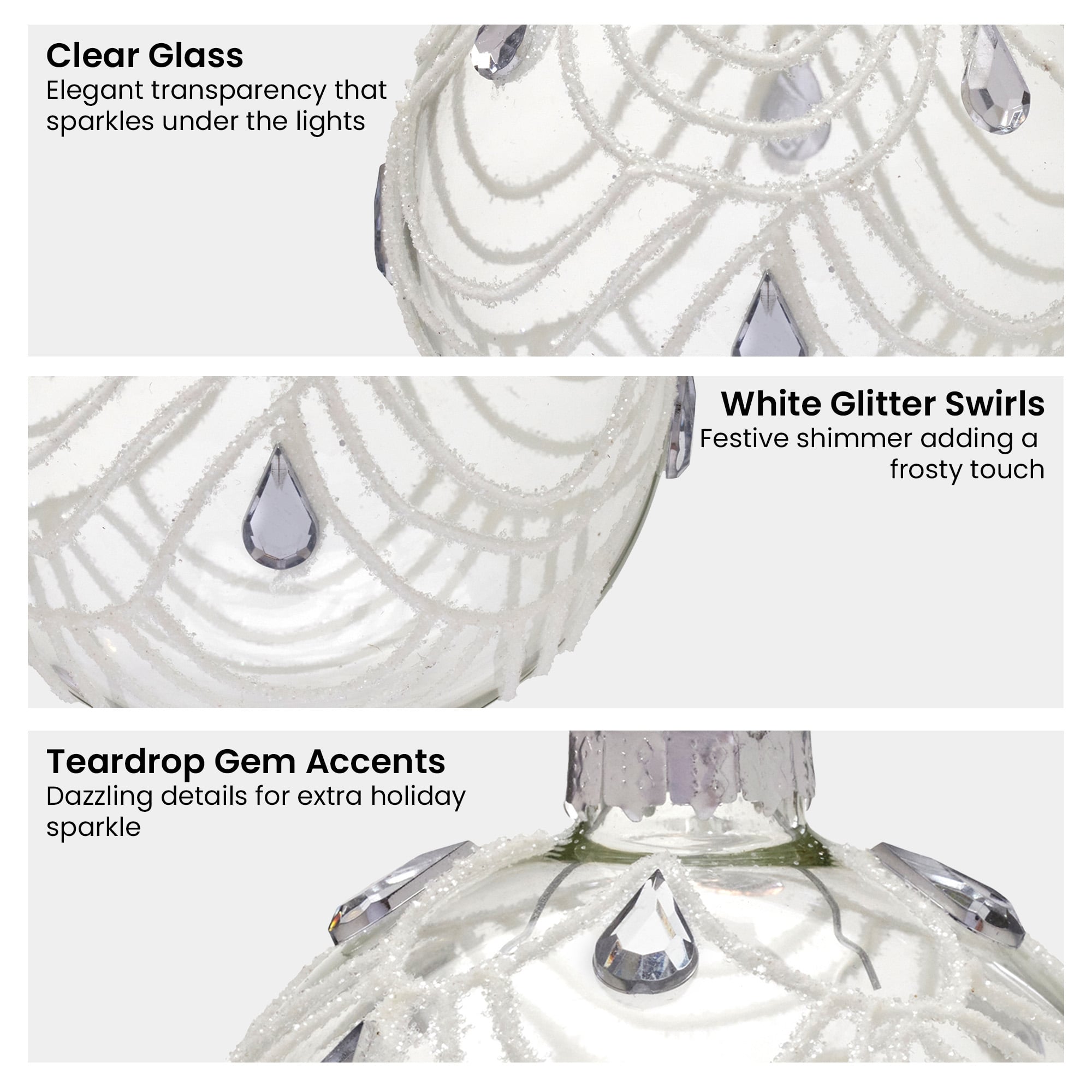 Glass Baubles White Swirls