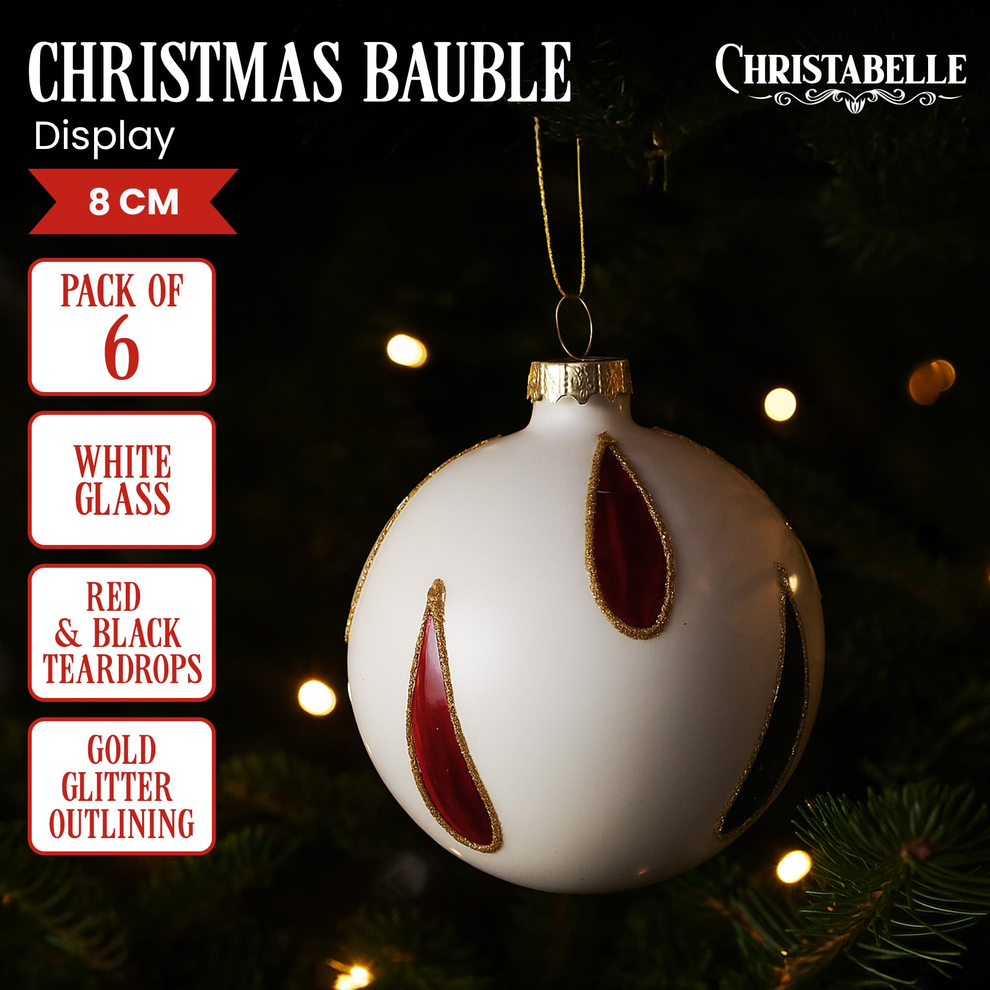 Glass Baubles White Teardrop