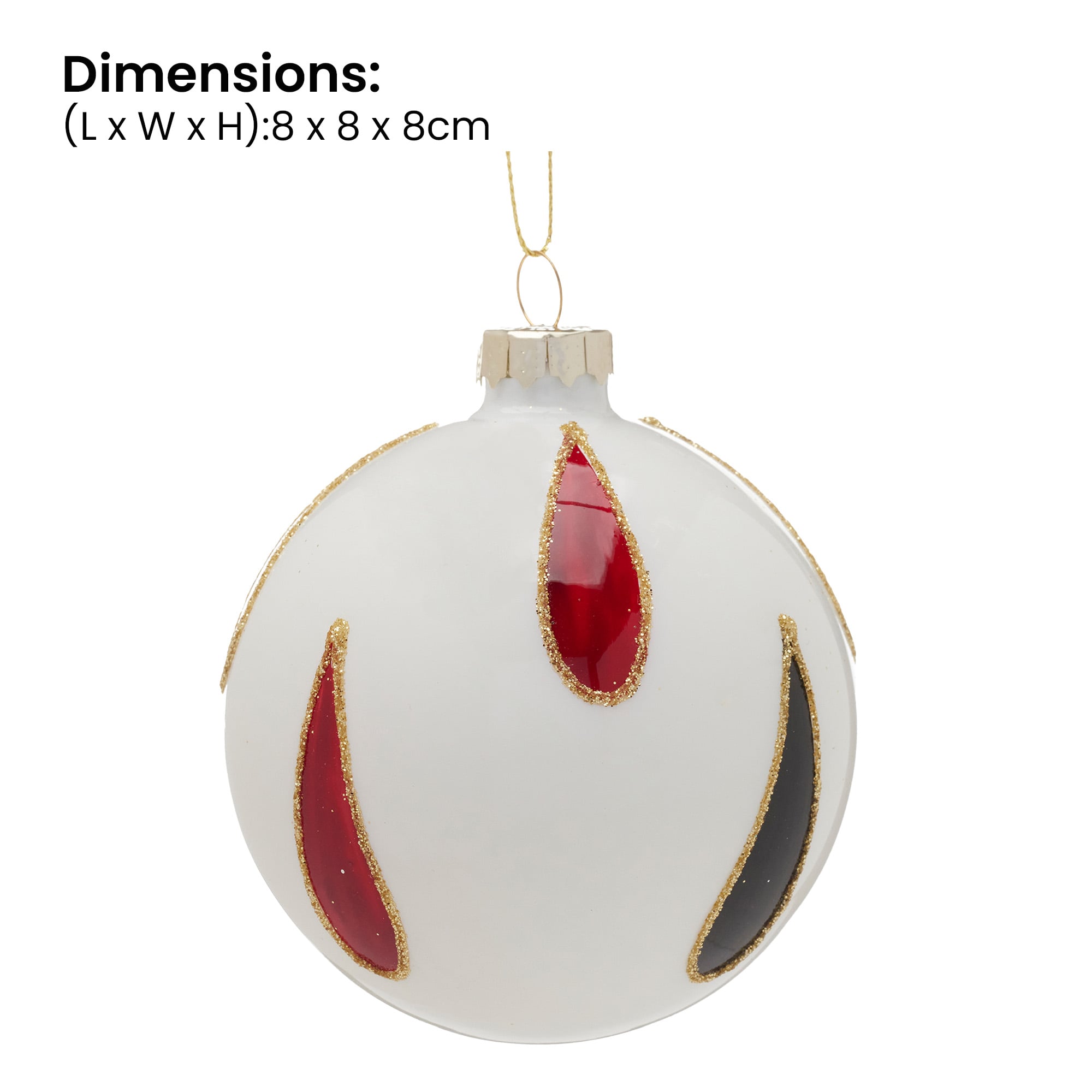 Glass Baubles White Teardrop