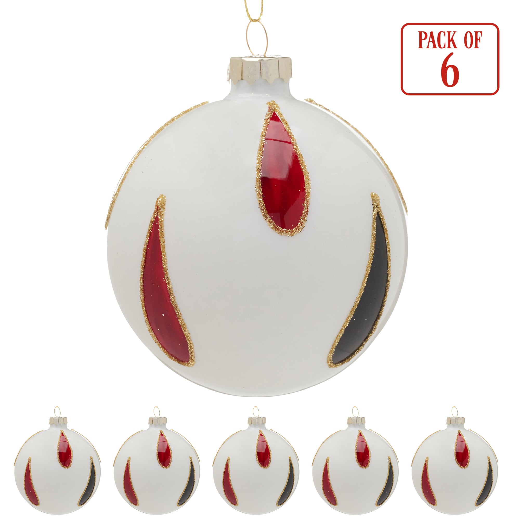 Glass Baubles White Teardrop