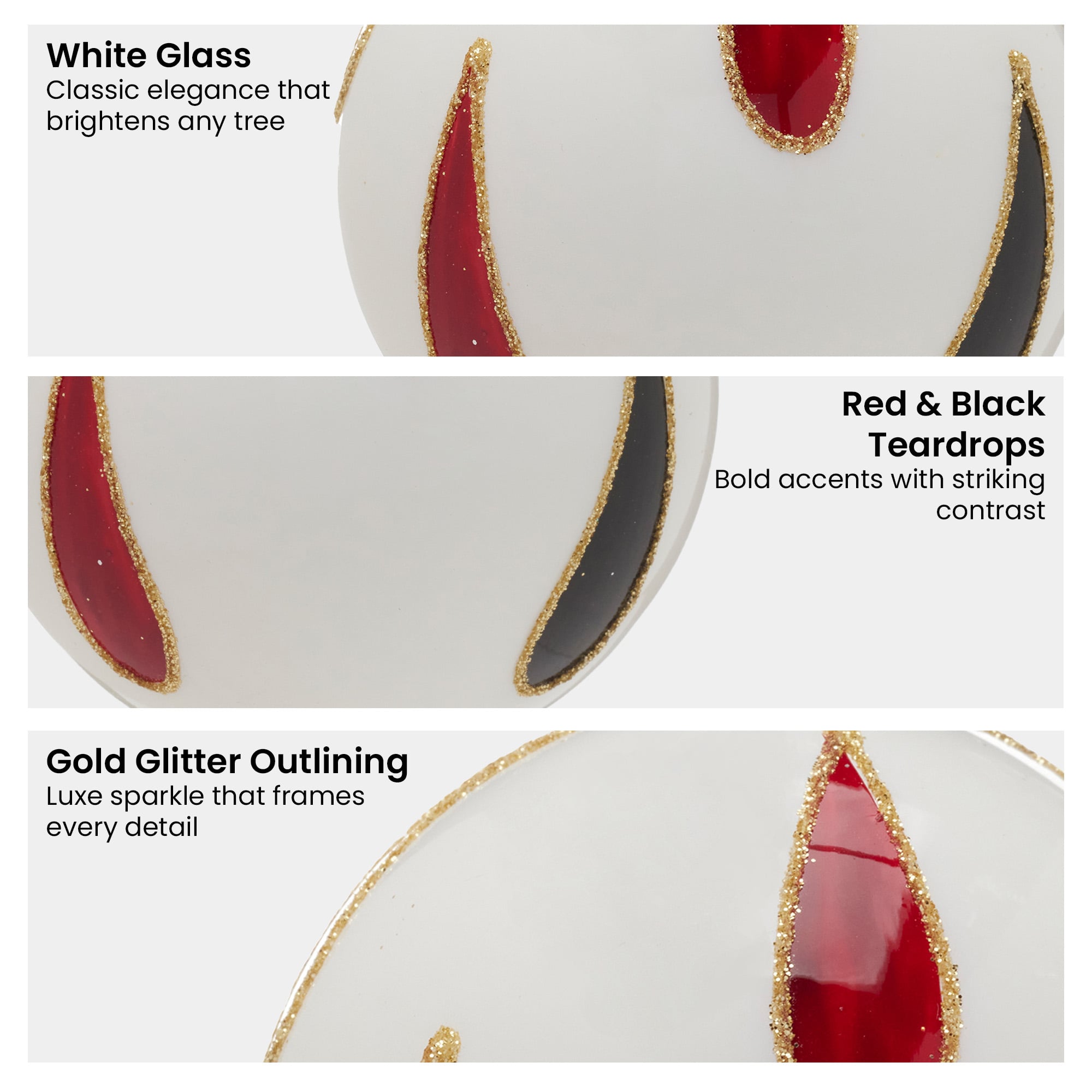 Glass Baubles White Teardrop