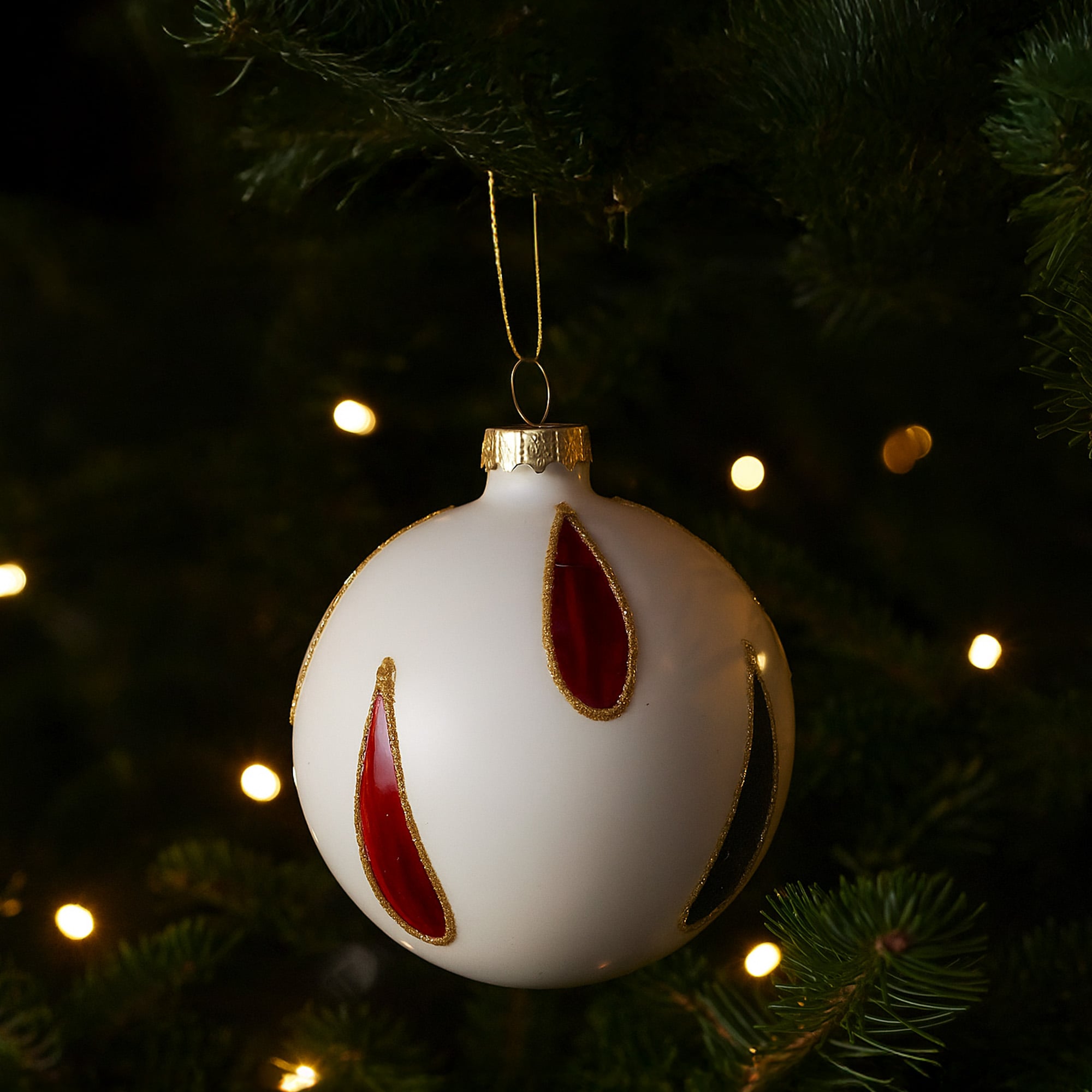 Glass Baubles White Teardrop