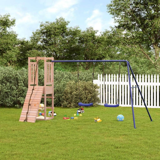 A Playhouse with Climbing Wall, Swings, and Solid Wood