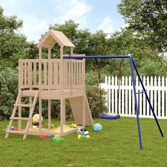 A Solid Wood Pine Playhouse featuring a Climbing Wall and