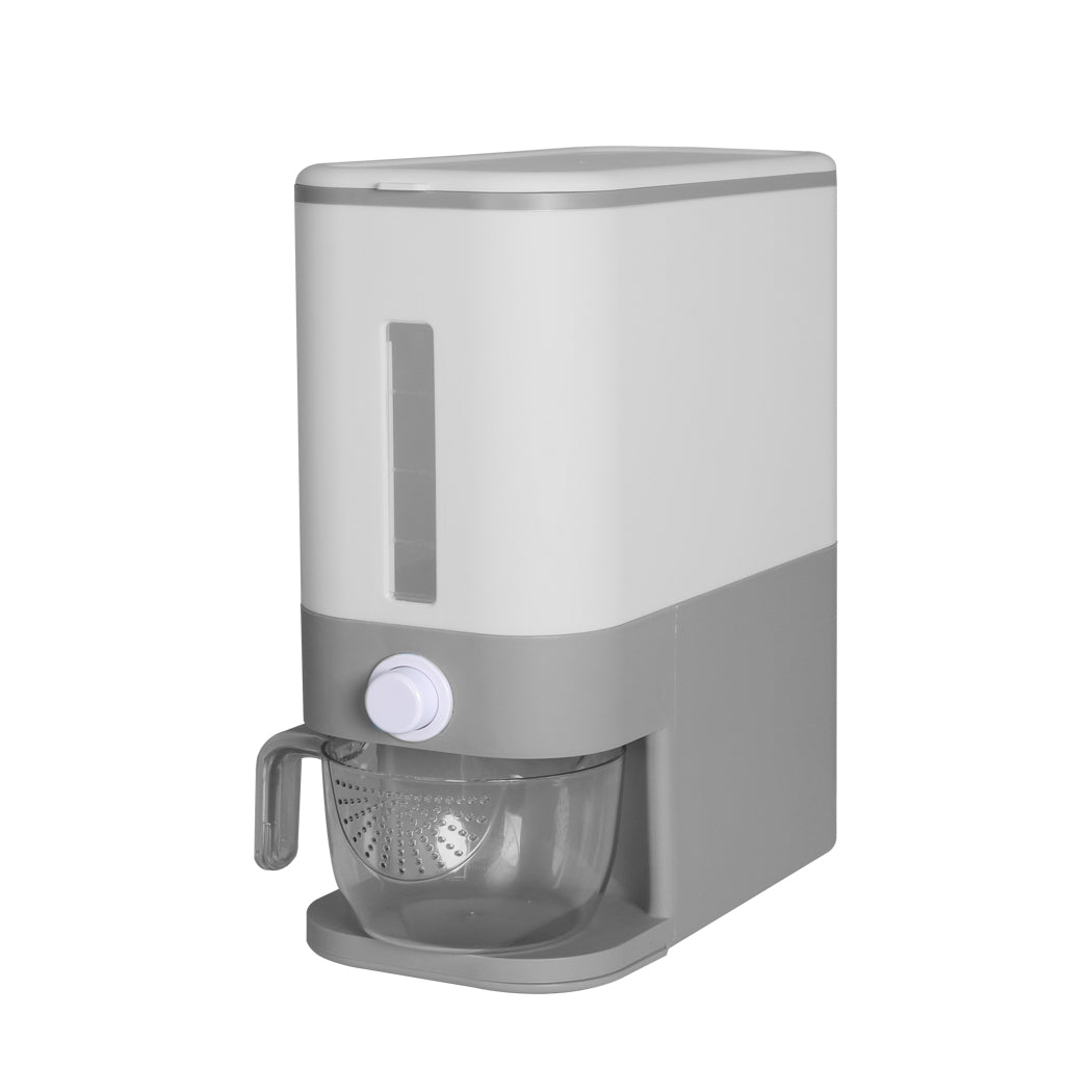 Grey colour - Dispenser Auto Grain Case Storage Box Food Rice Container 12L Grey