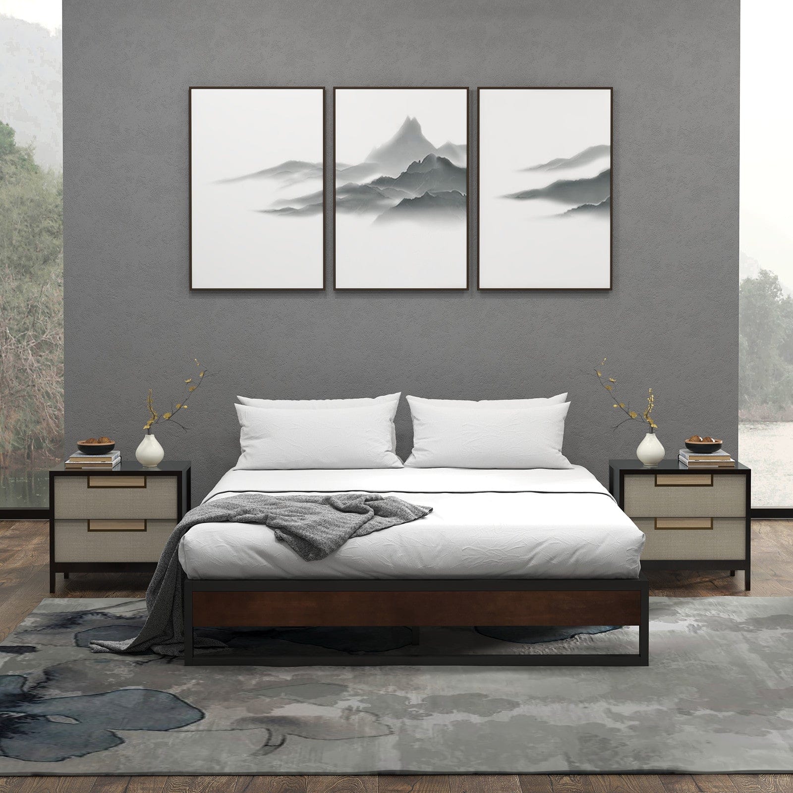 Single Metal and Wood Bed Base With Slatted Support Frame, Single - photo 44