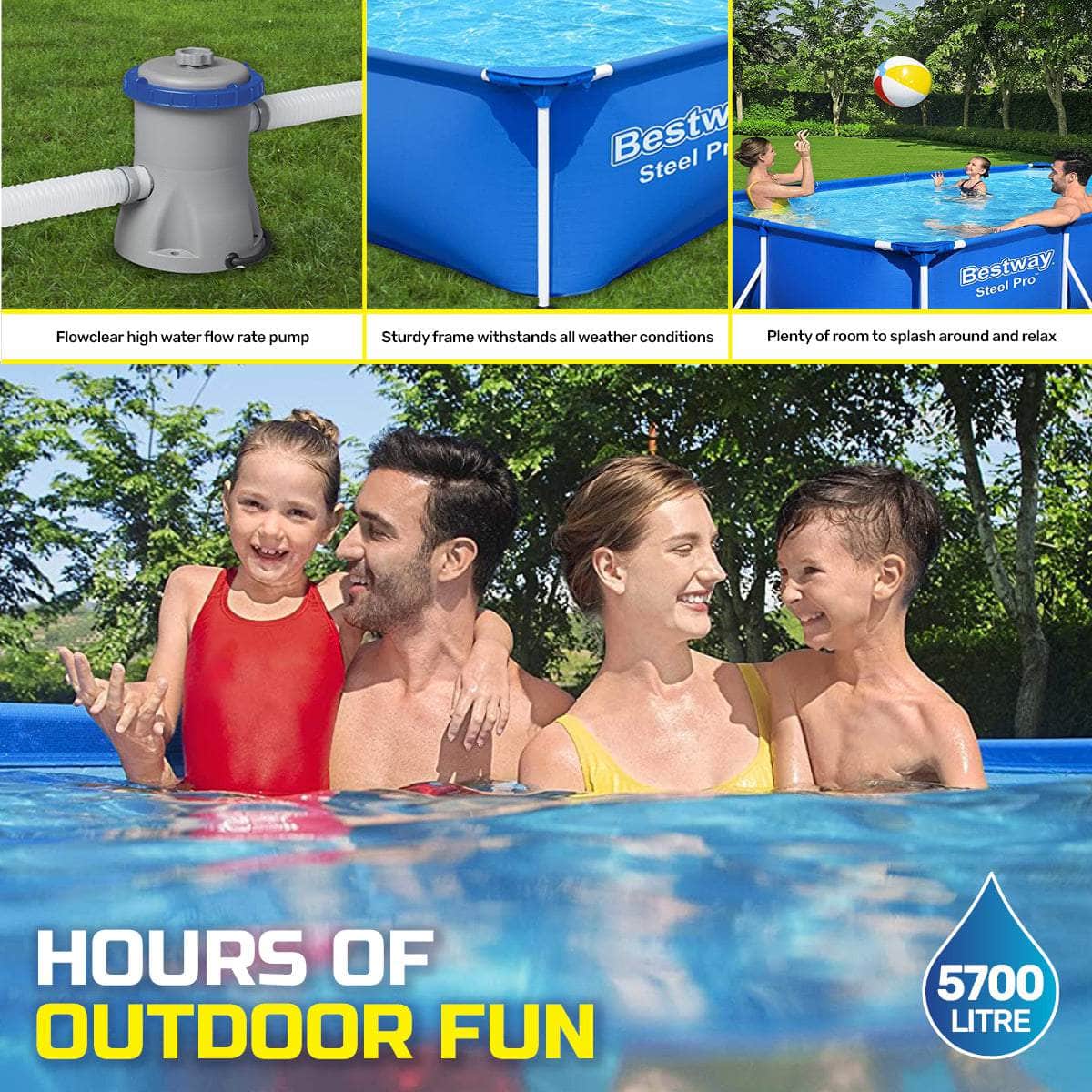 Above Ground Pool High Gauge PVC Construction 5700 Litre