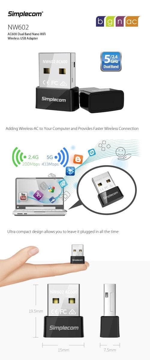 Ac600 Dual Band Nano Usb Wifi Wireless Adapter