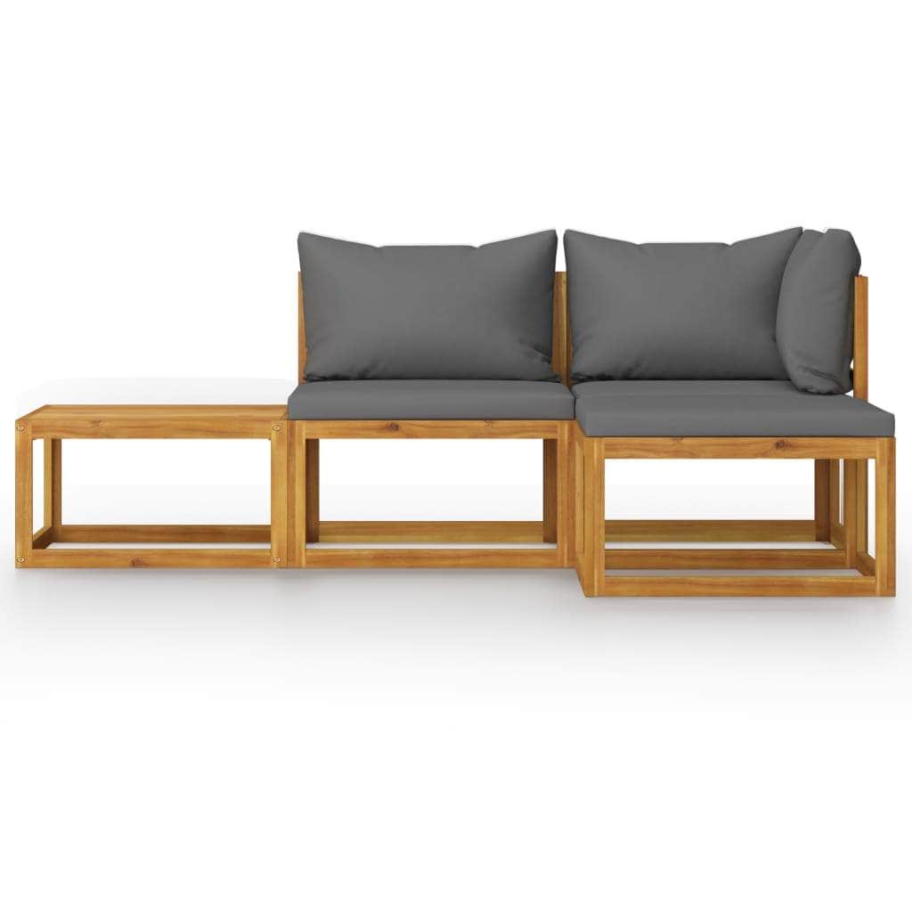Acacia Elegance: 4-Piece Outdoor Lounge Set with Cushioned Comfort