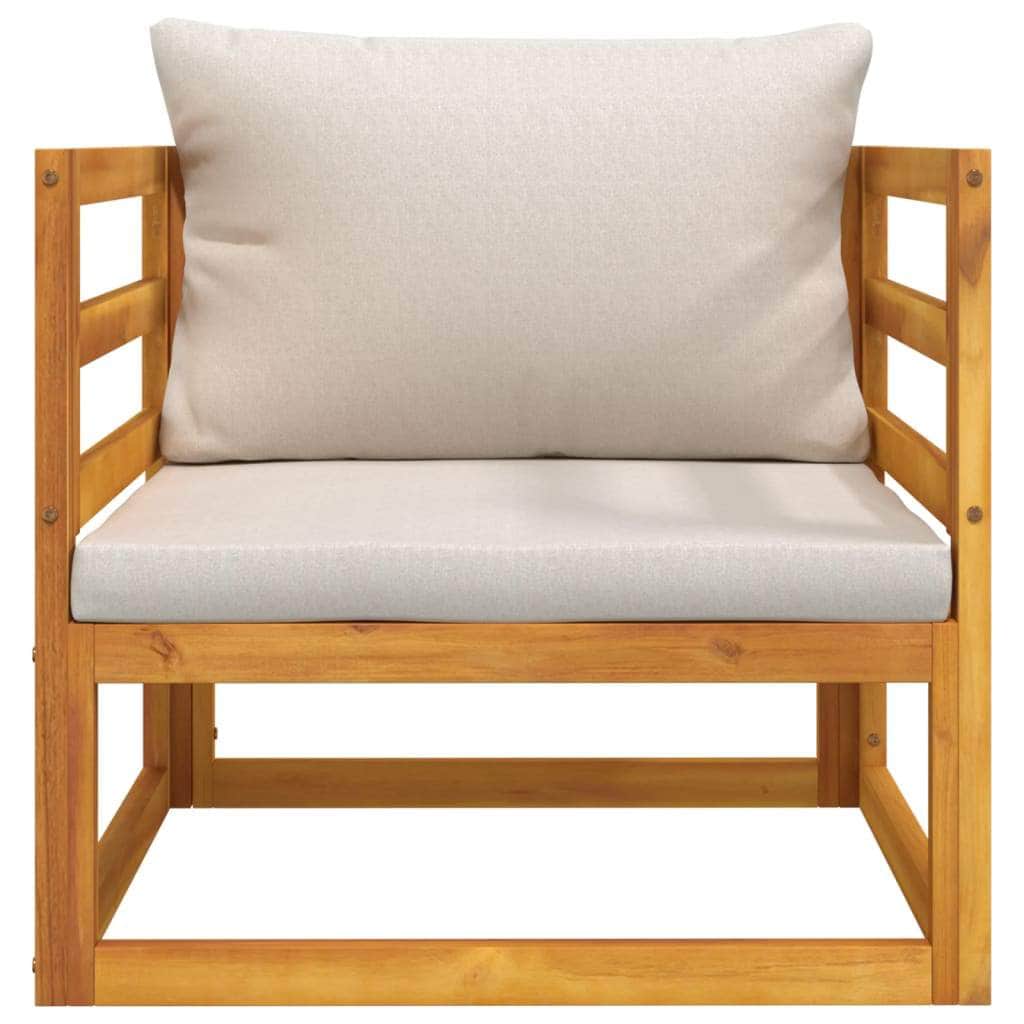 Acacia Wood Garden Chair with Light Grey Cushions