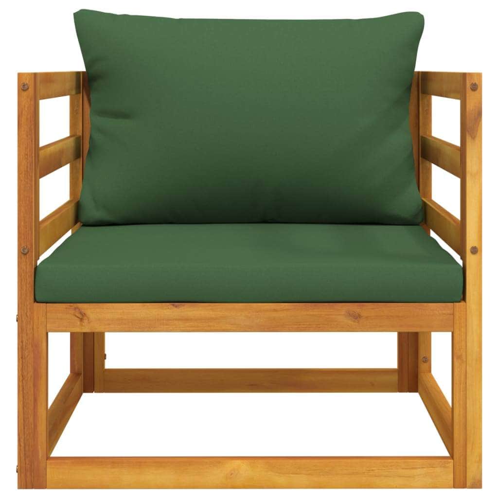 Acacia Wood Garden Chair with Lush Green Cushions