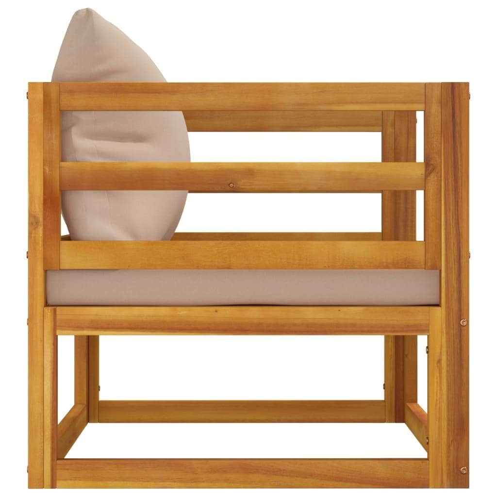 Acacia Wood Garden Chair with Taupe Cushions