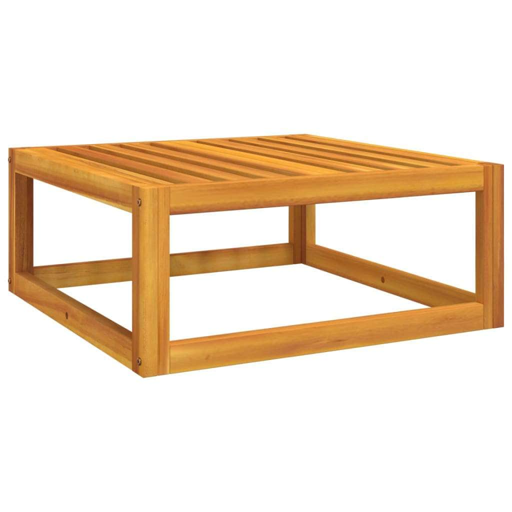 Acacia Wood Garden Footrest with Light Grey Cushion