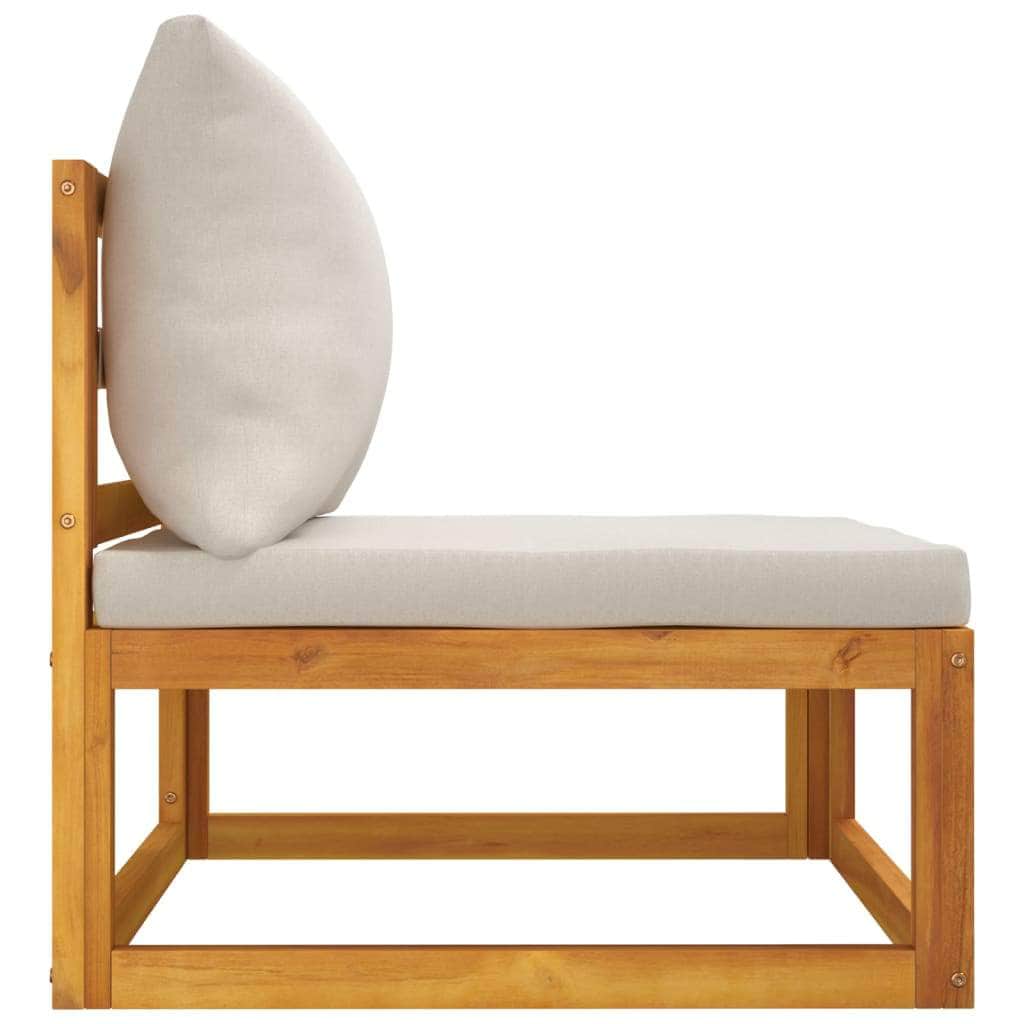 Acacia Wood Garden Middle Sofa with Light Grey Cushions