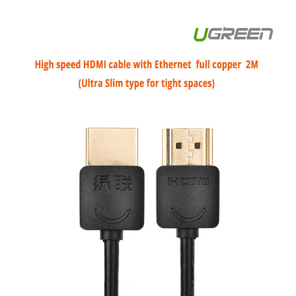 High Speed With Ethernet Full Copper Ultra Slim Hdmi Cable 2M (11199) - Ugreen Type Tight Spaces