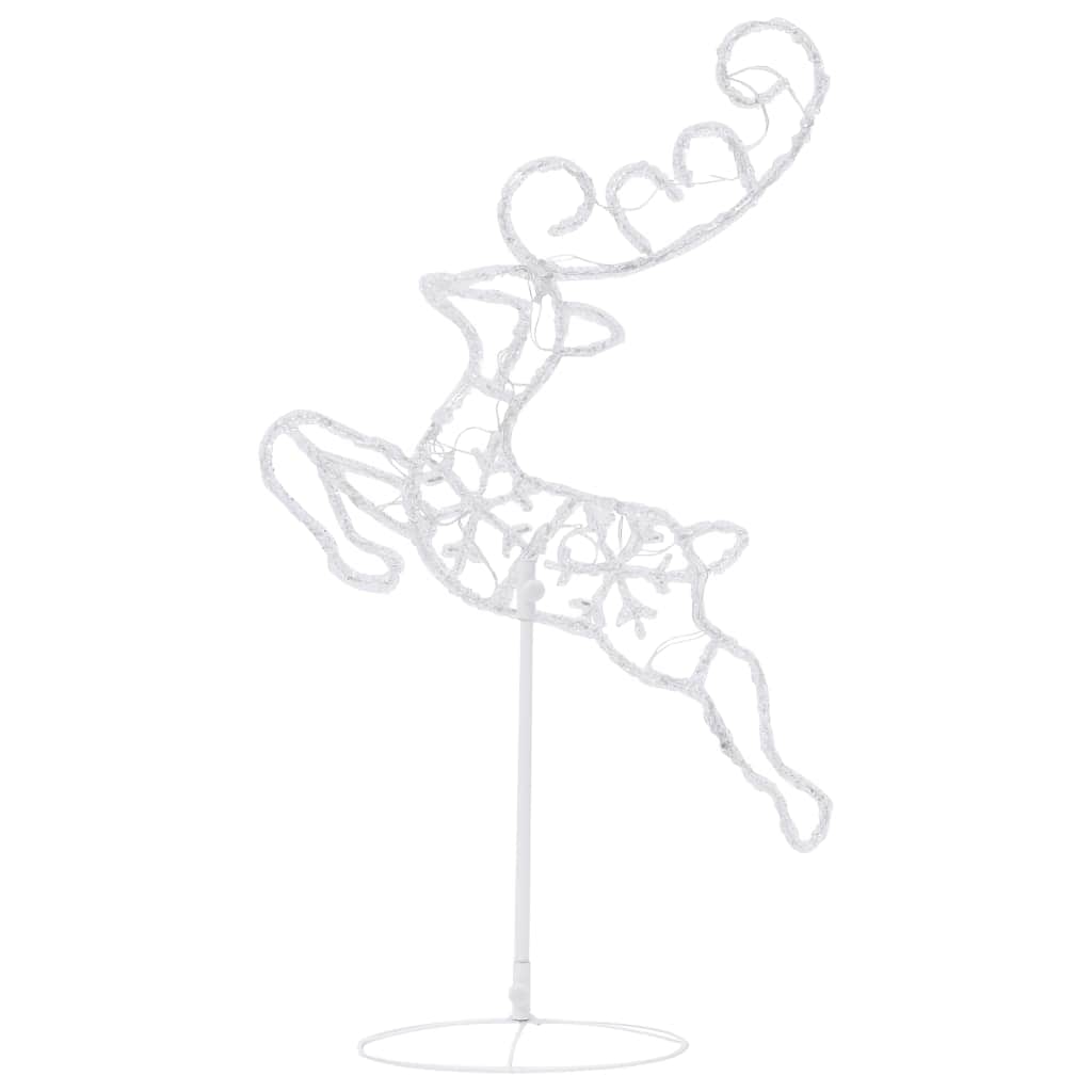 Acrylic Christmas Flying Reindeer&Sleigh Warm White | White colour