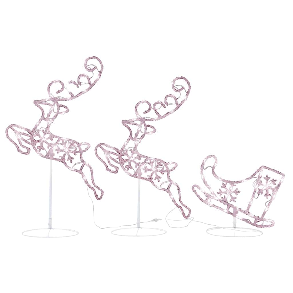 White colour - Acrylic Christmas Flying Reindeer&Sleigh Warm White