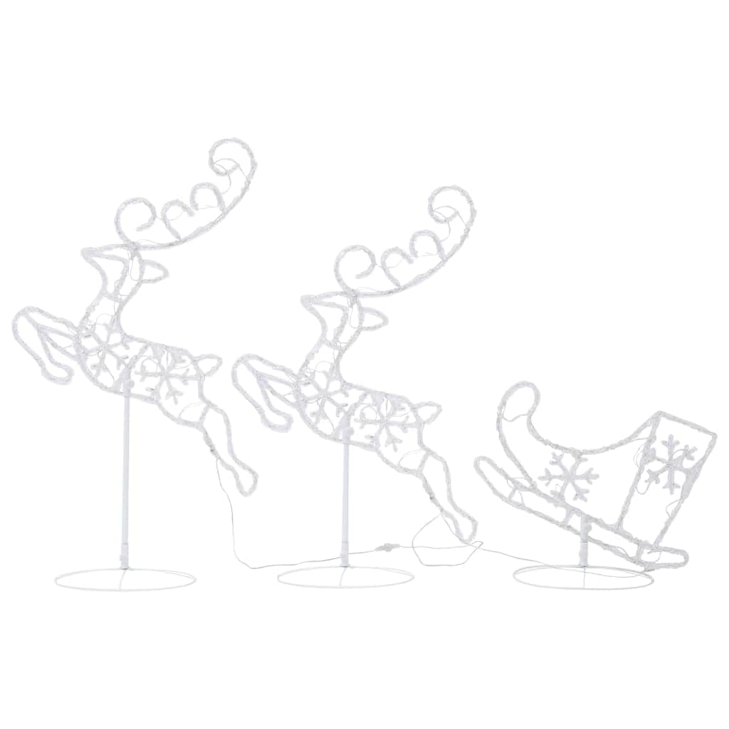 Acrylic Christmas Flying Reindeer&Sleigh Warm White | Christmas Lighting