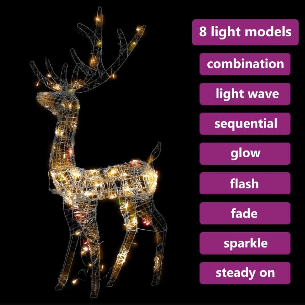 Acrylic Reindeer Christmas Decoration 140 LEDs Colourful with Christmas Lighting