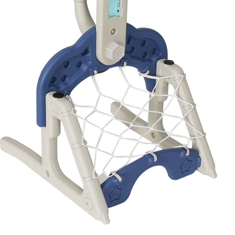 Adjustable 6-in-1 Kids Basketball Hoop Stand in Blue