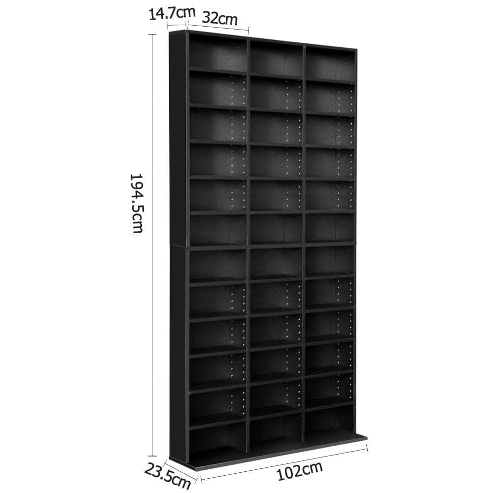 Adjustable Book Storage Shelf Rack Unit - Black