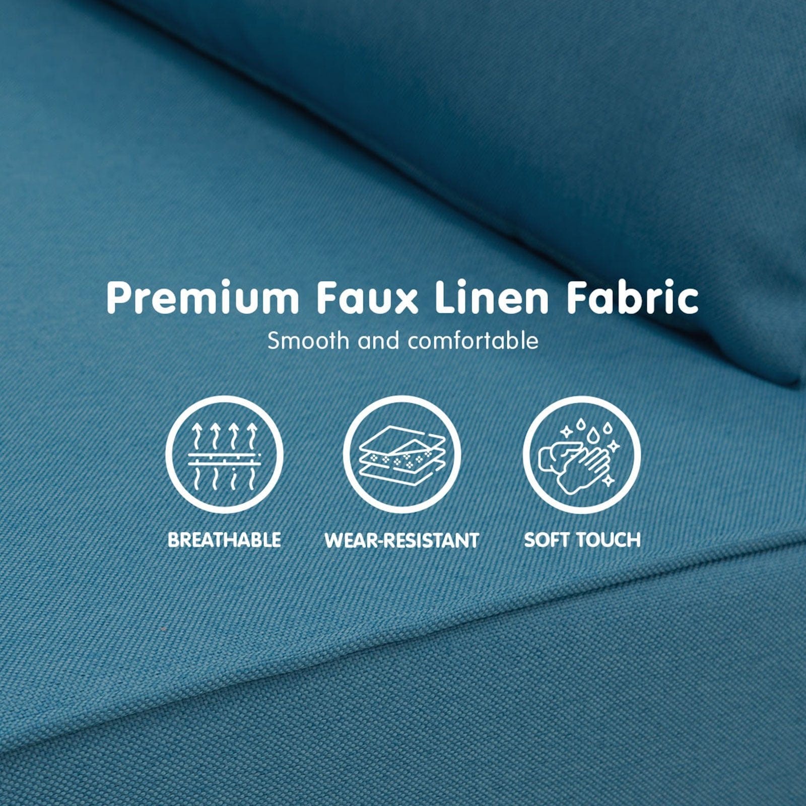 Adjustable Corner Sofa 2-Seater Lounge Linen Bed Seat - Blue | 45DT