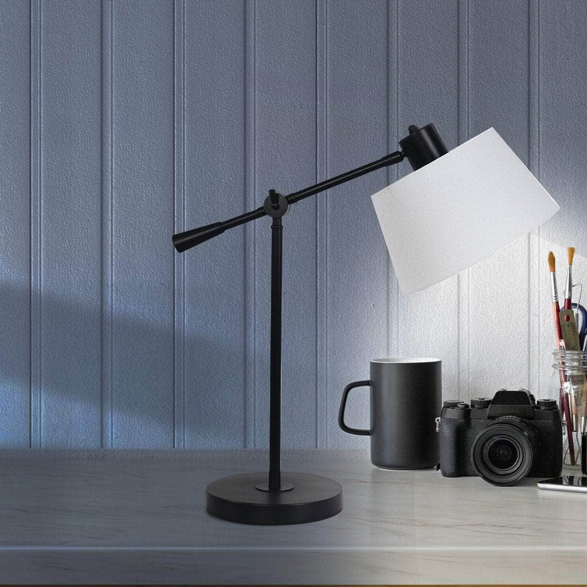 Adjustable Elegance: Black Metal Table Lamp
