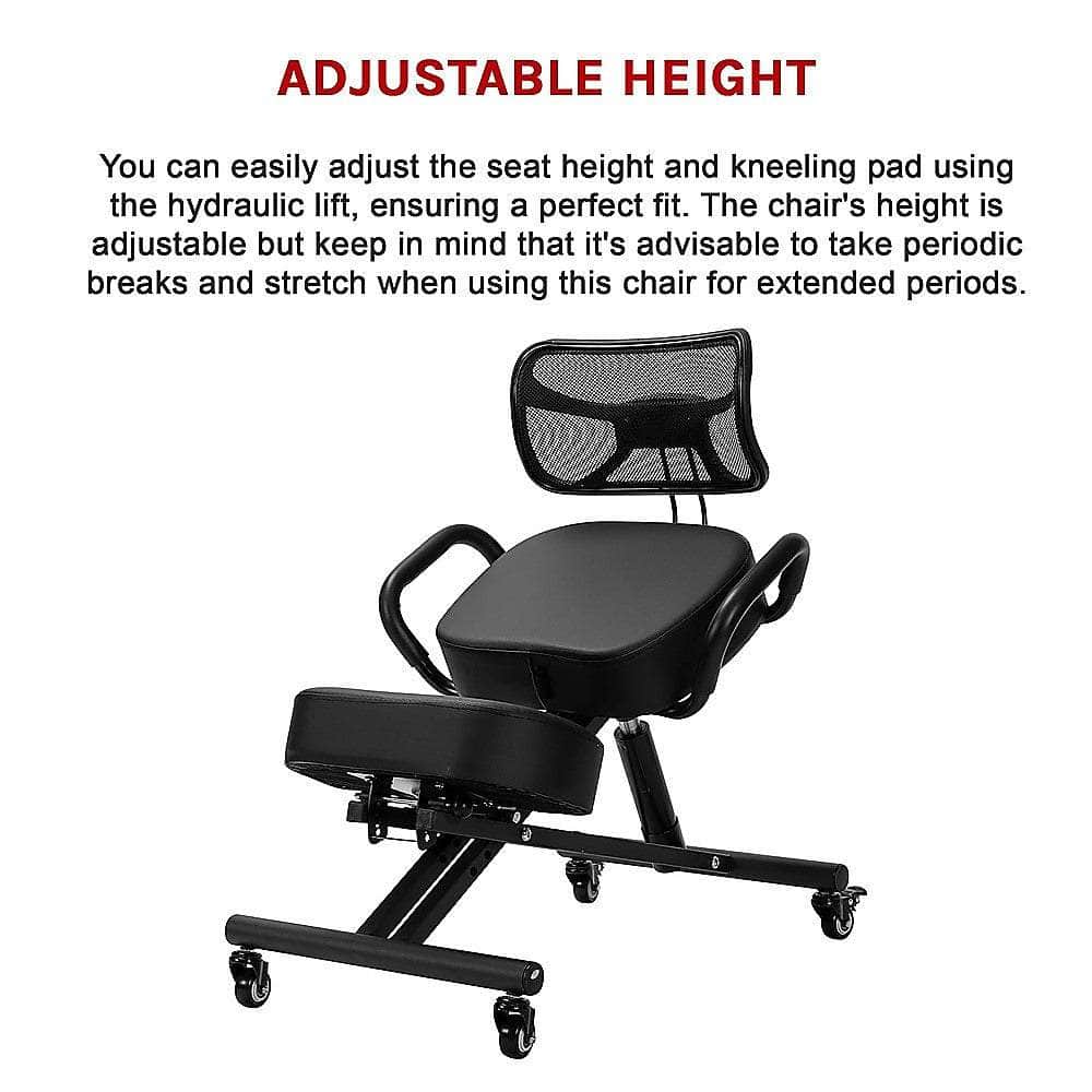 Adjustable Ergonomic Kneeling Chair With Backrest & Casters