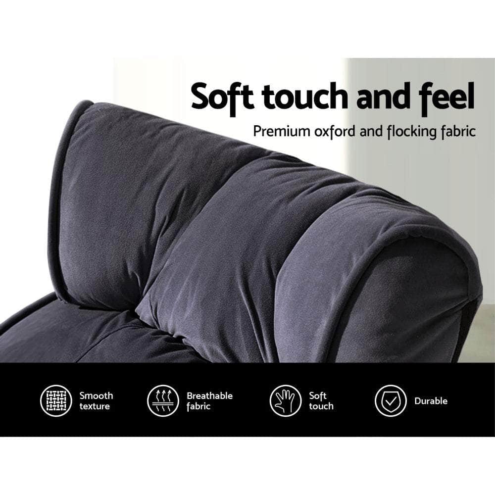 Floor Lounge Sofa With Armrest Flocking Fabric Charcoal with Arm Chairs & Recliners