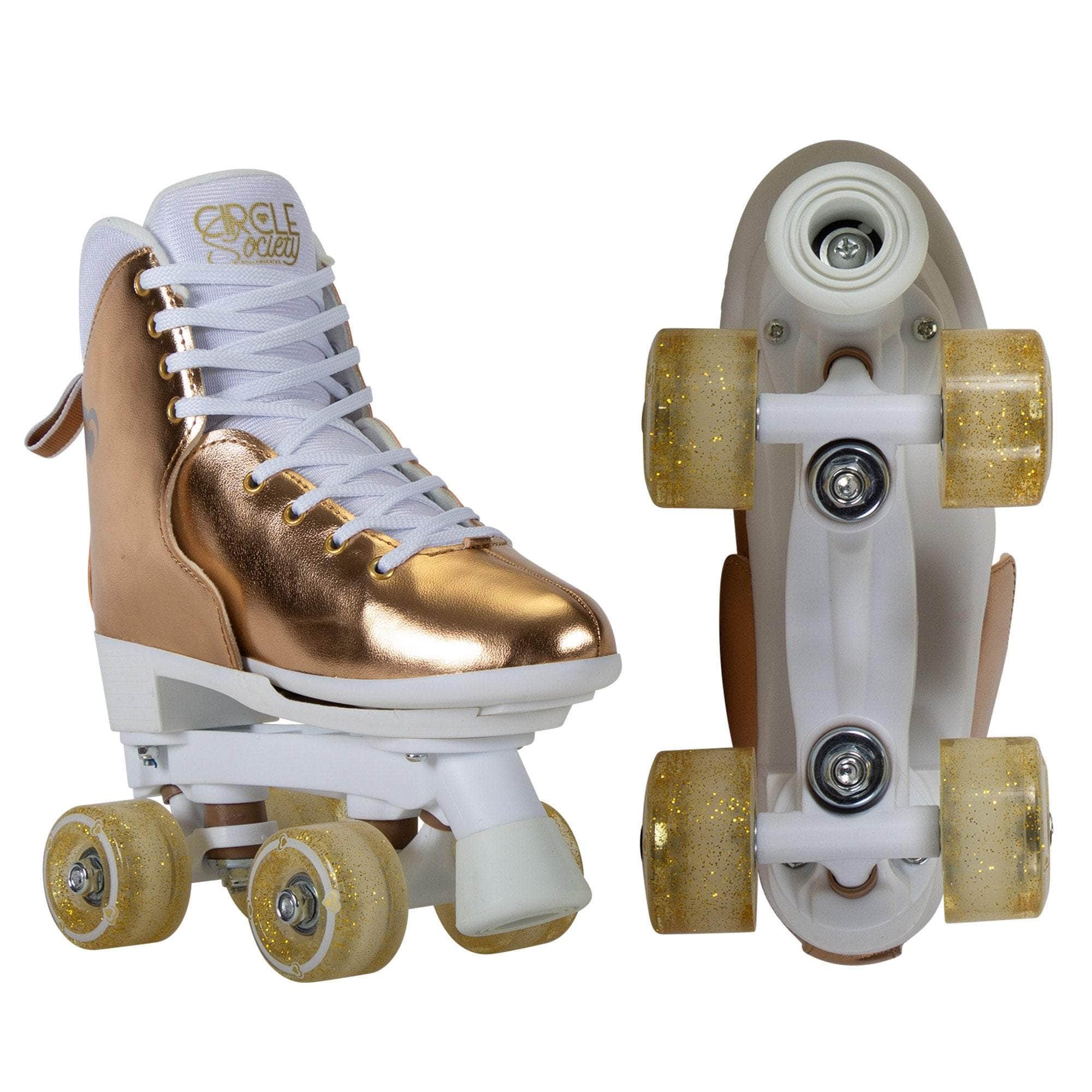 Gold colour - Adjustable Quad Kids Roller Skates - Metallic Rose Gold