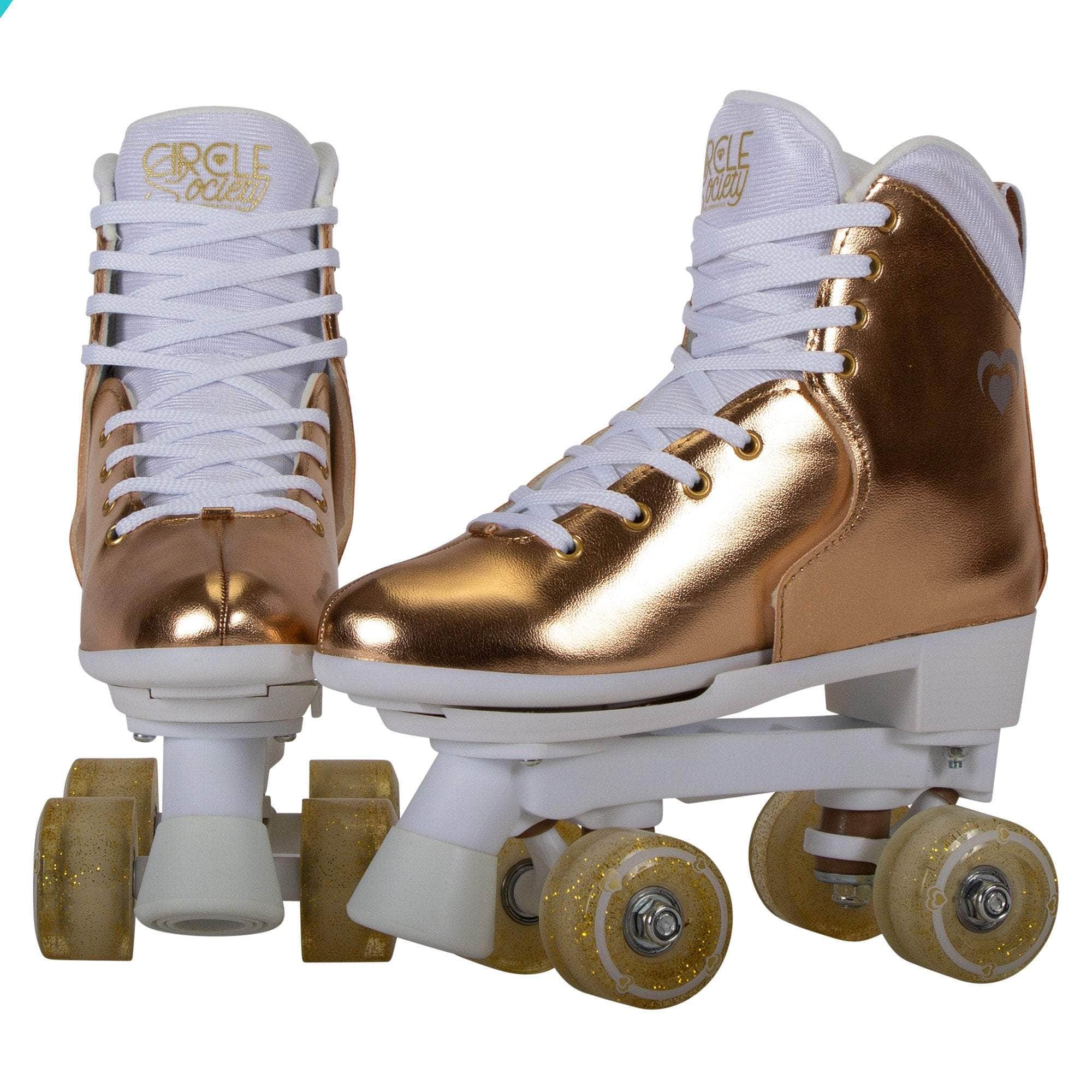Adjustable Quad Kids Roller Skates - Metallic Rose Gold | Gold colour