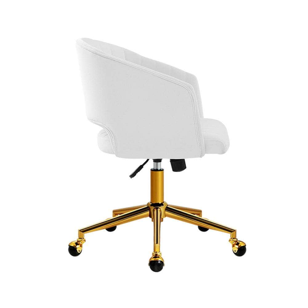 Adjustable Velvet Office Chair Fabric Computer Chairs - White