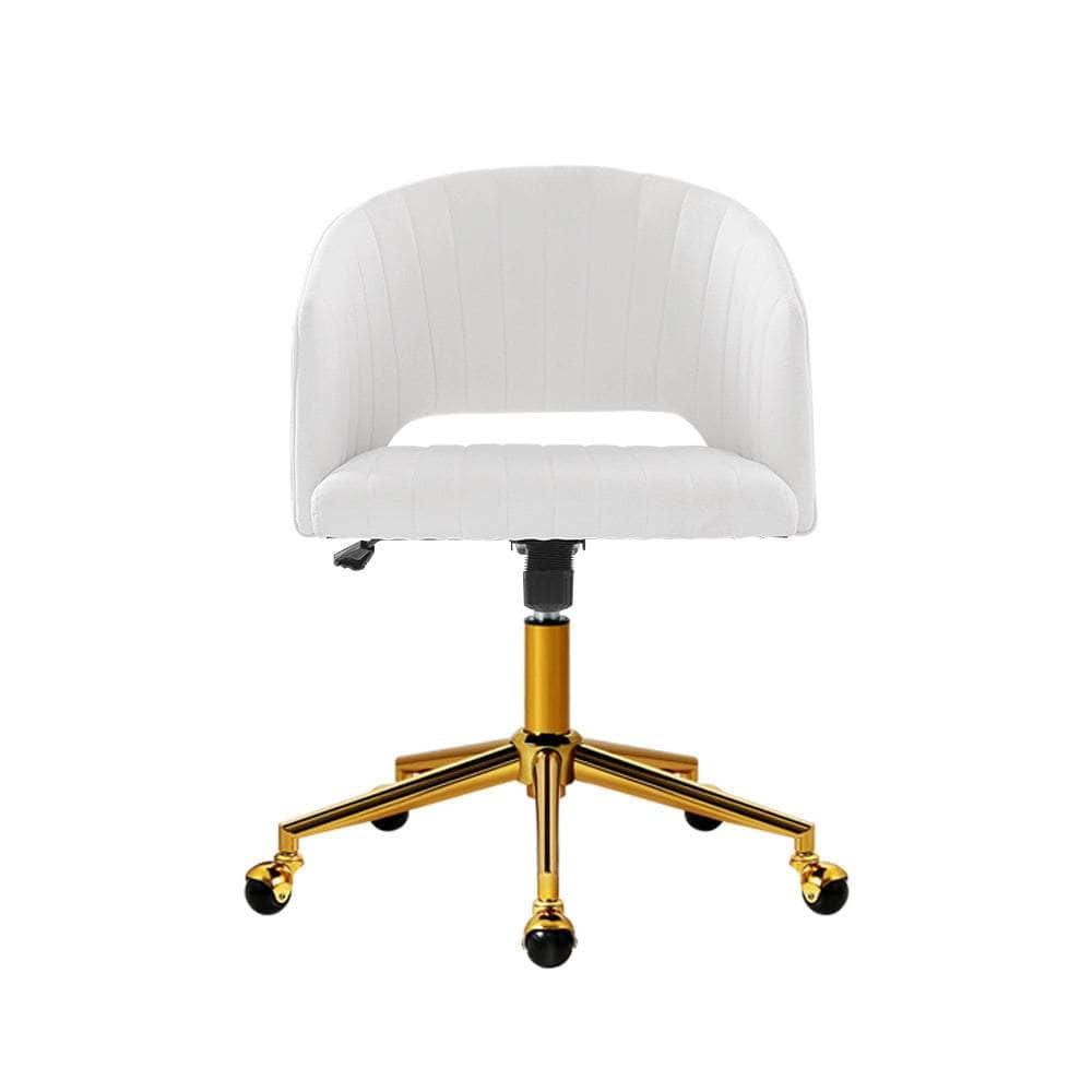 Adjustable Velvet Office Chair Fabric Computer Chairs - White