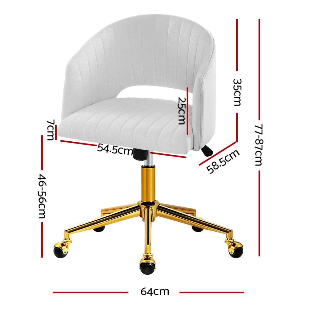 Adjustable Velvet Office Chair Fabric Computer Chairs - White