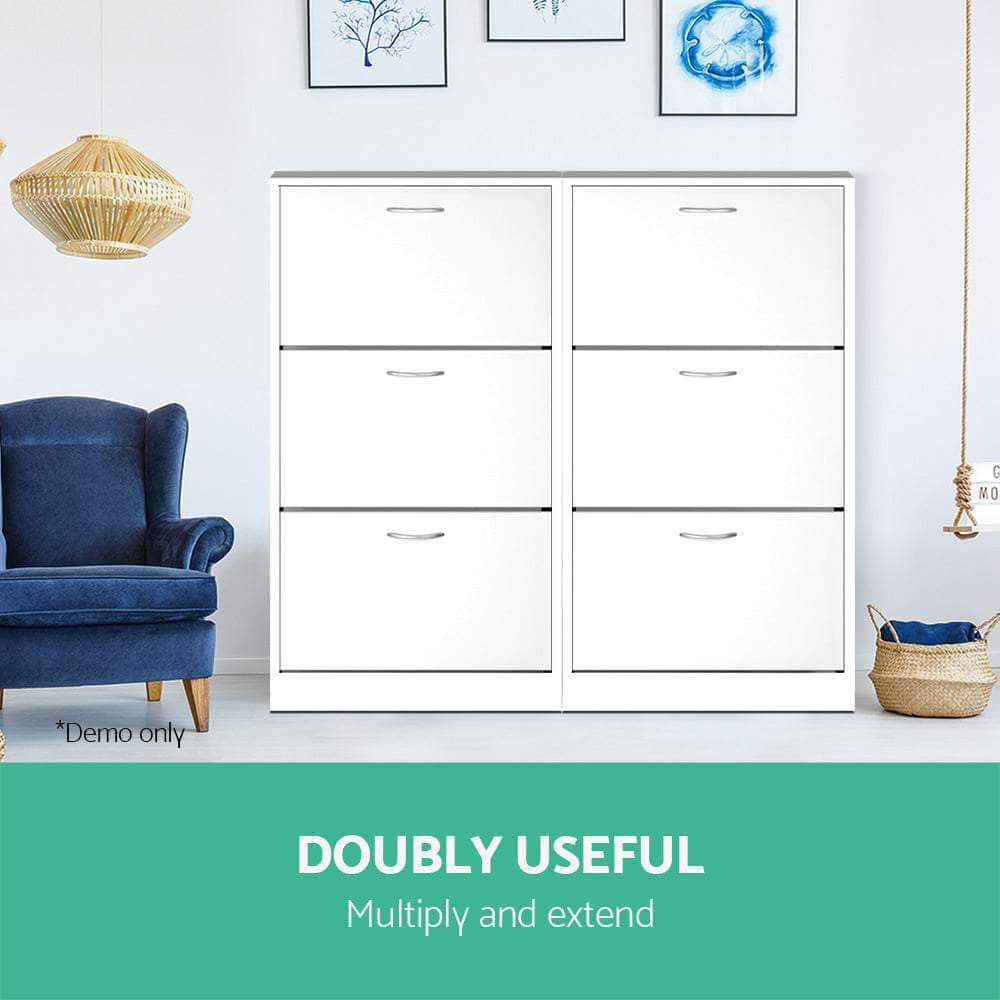 Adjustable White Shoe Rack Cabinet - 36 Pairs