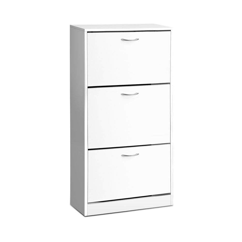 Adjustable White Shoe Rack Cabinet - 36 Pairs