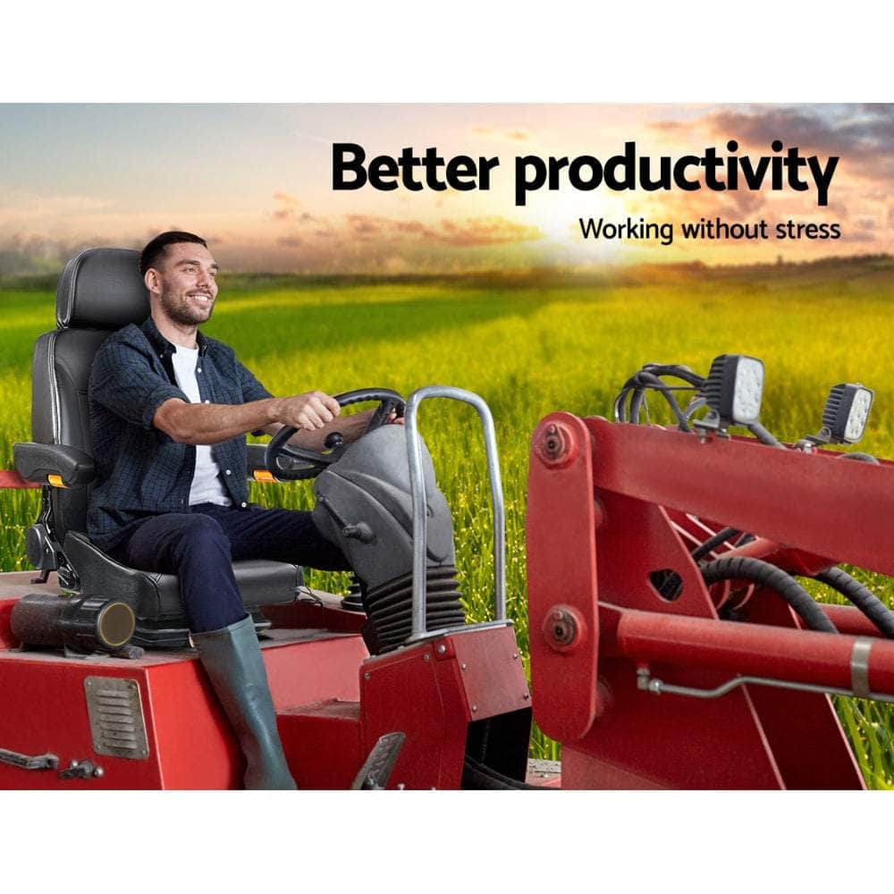 Adjustbale Tractor Seat with Suspension - Black