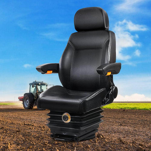 Adjustbale Tractor Seat with Suspension - Black