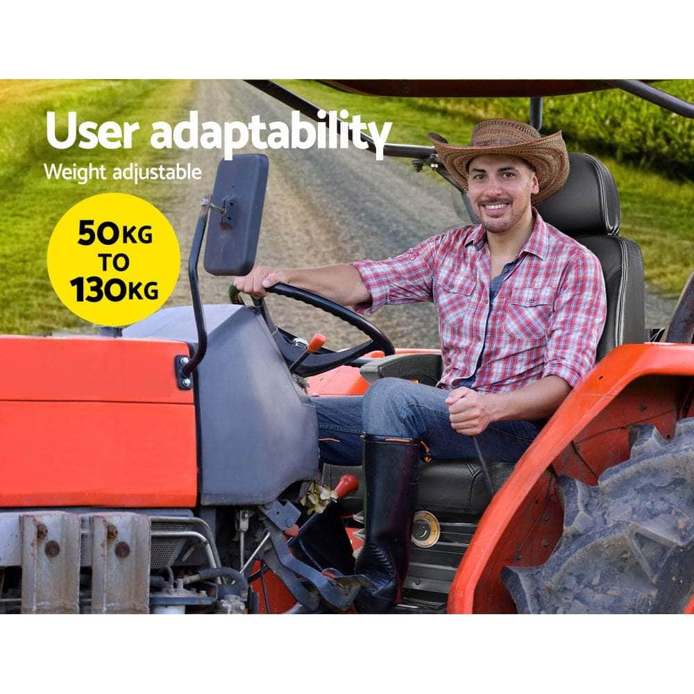 Adjustbale Tractor Seat with Suspension - Black