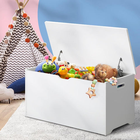 Adventure-themed Wooden Chest Container for Kids' Toy Storage
