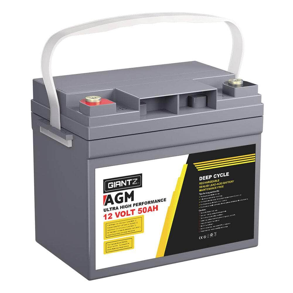 Agm Deep Cycle Battery 12V 50Ah Box Portable Solar Caravan Camping