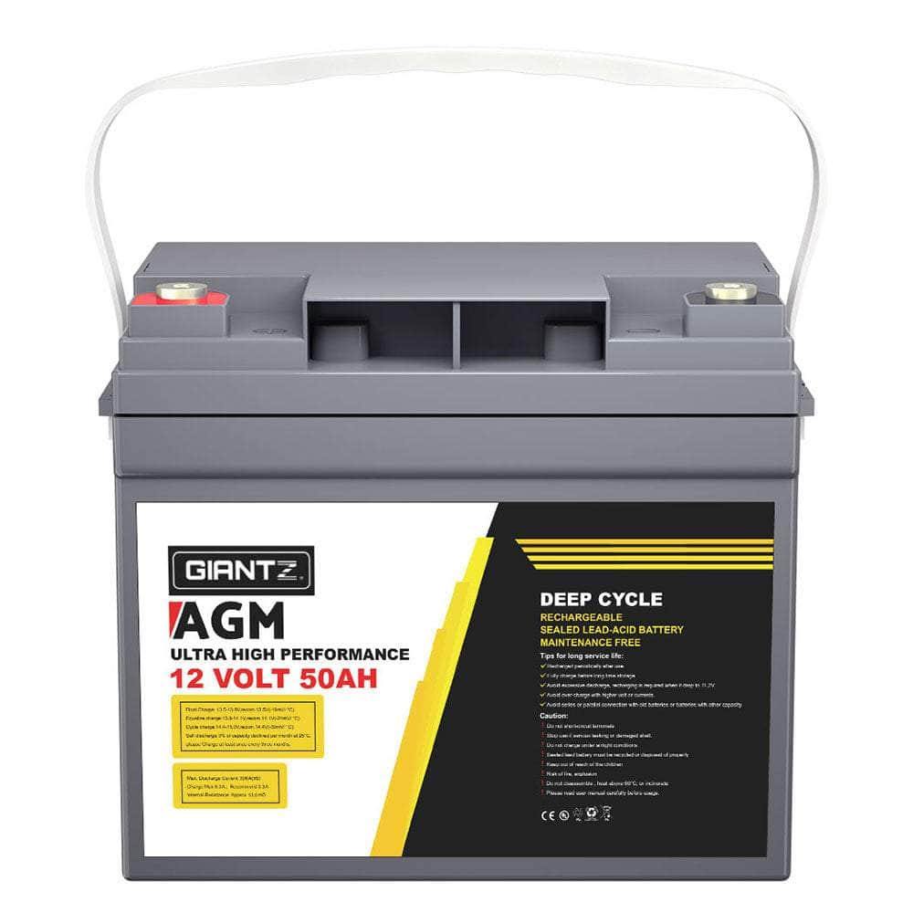 Agm Deep Cycle Battery 12V 50Ah Box Portable Solar Caravan Camping