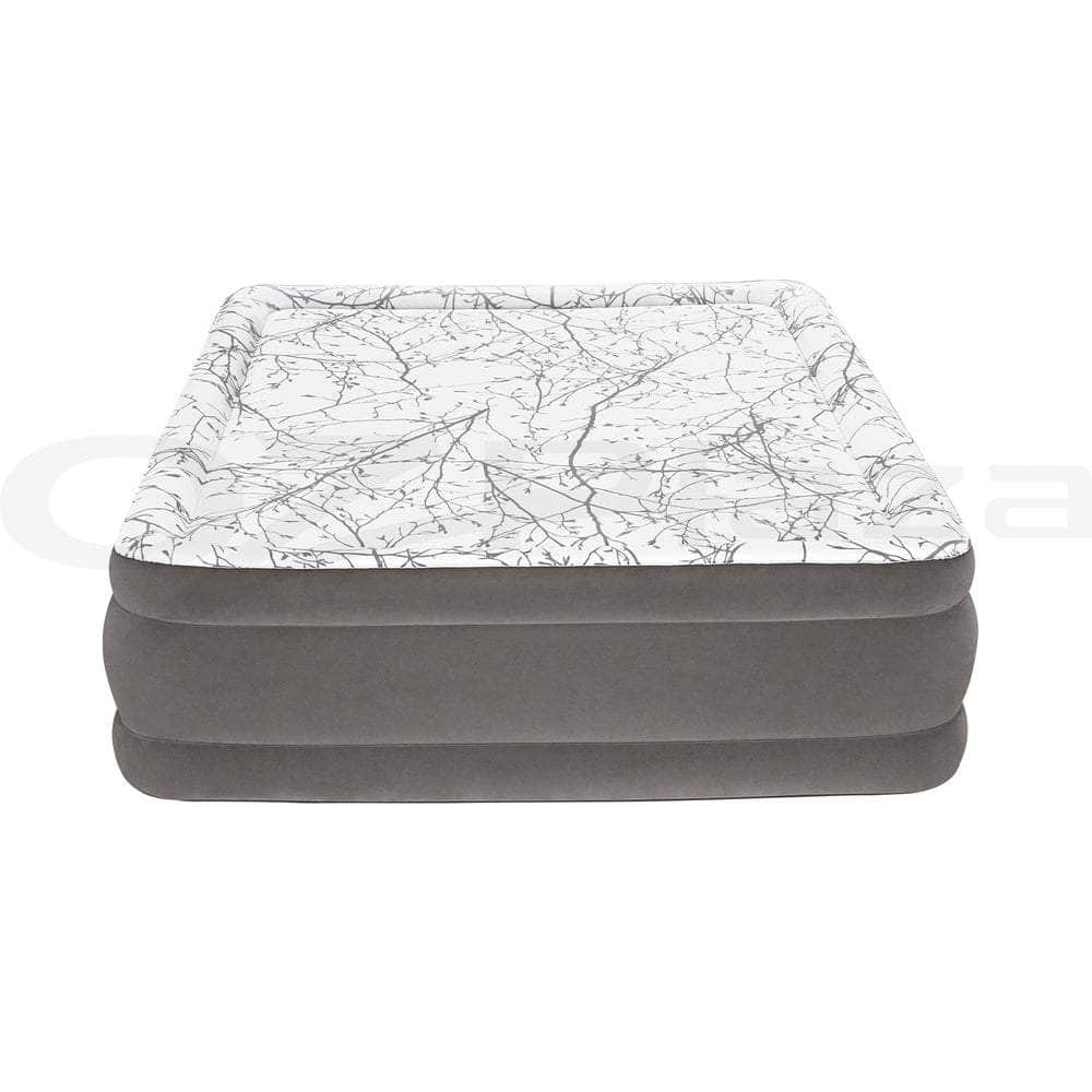 Air Mattress Queen Inflatable Bed 46Cm Airbed Decorated Surface Grey