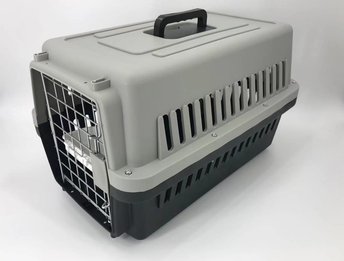 Medium Dog Cat Crate Pet Carrier Airline Cage With Bowl & Tray-Black | Approved Dogs Cats